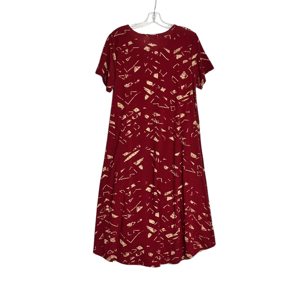 LuLaRoe Maroon Red and Tan Simply Comfortable Dress with Pocket - Picture 12 of 13